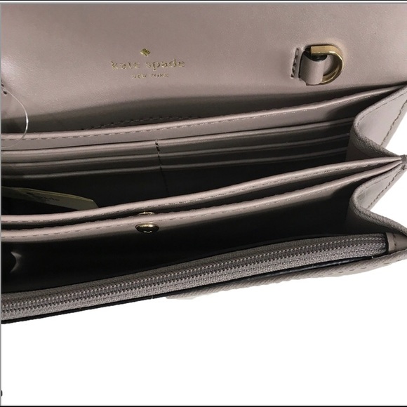 🦉 Kate Spade Owl Gray Leather Clutch Crossbody - Picture 3 of 4